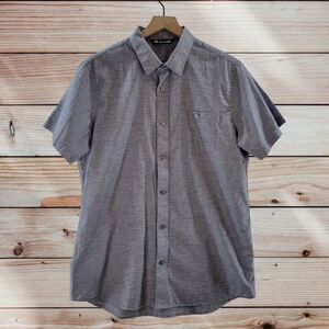 Travis Mathew Shirt Mens M Medium Gray Short Sleeve Button Up Casual Golf